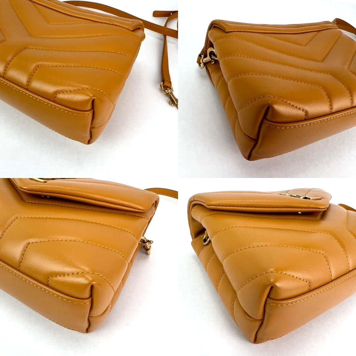 Saint Laurent Calfskin Quilted Toy Loulou Yellow Crossbody Bag, luxury bags, pre-owned, excellent condition, mustard yellow