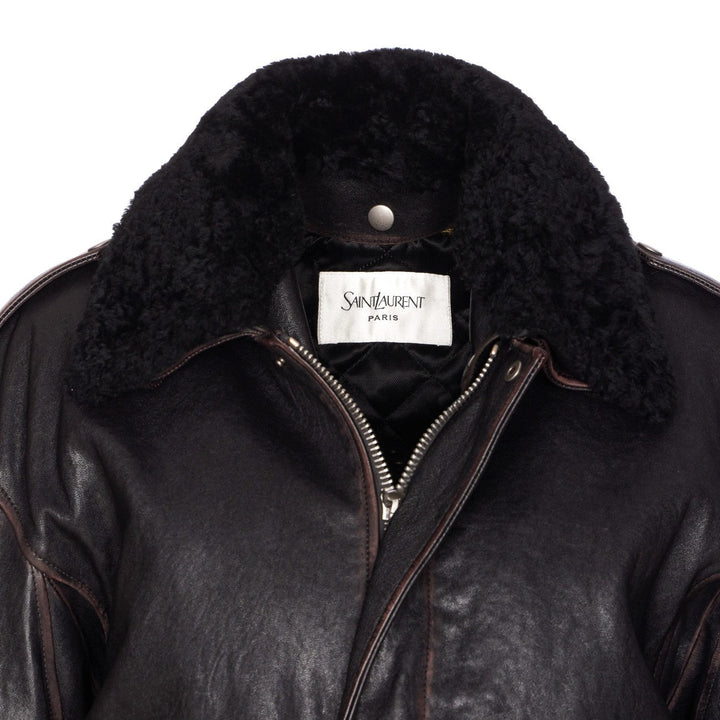 Saint Laurent Women Shearling And Textured Vintage Lambskin Bomber Jacket