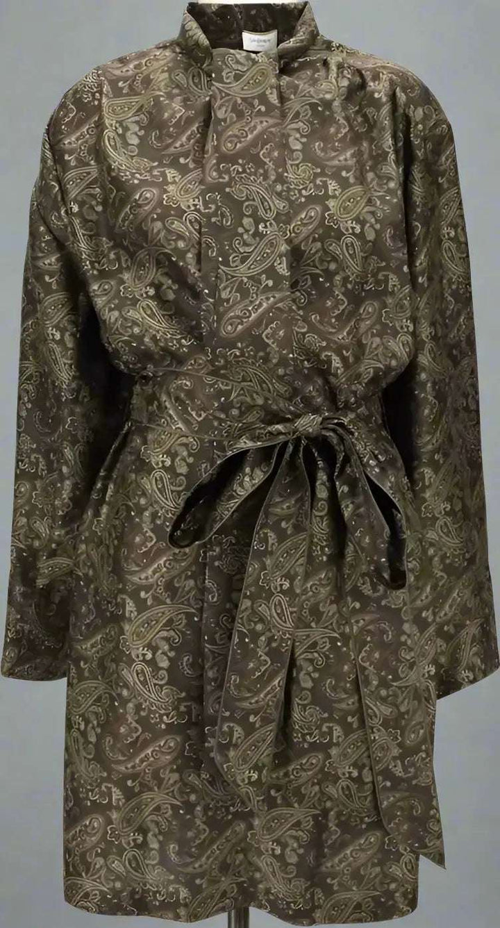 SAINT LAURENT brown certified Silk lavallière short Dress