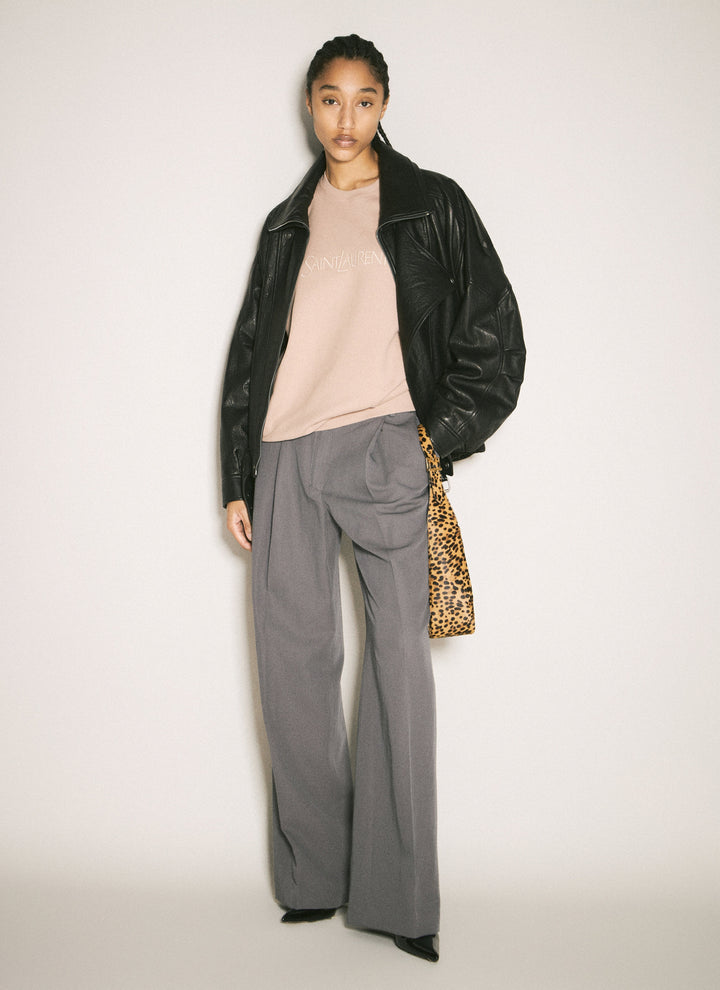 Saint Laurent Women Logo Embroidery Sweatshirt