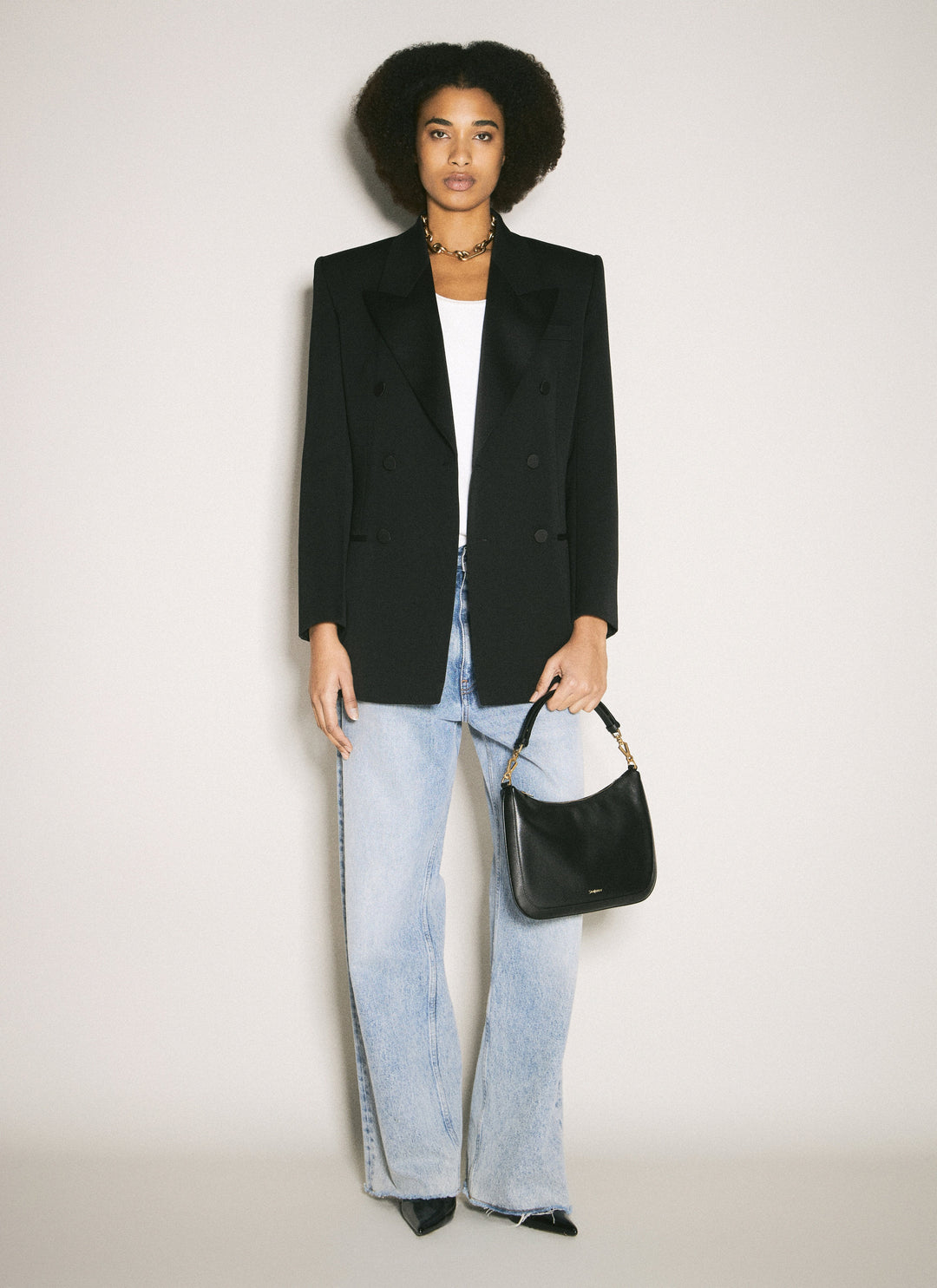 Saint Laurent Women Logo Print Shoulder Bag