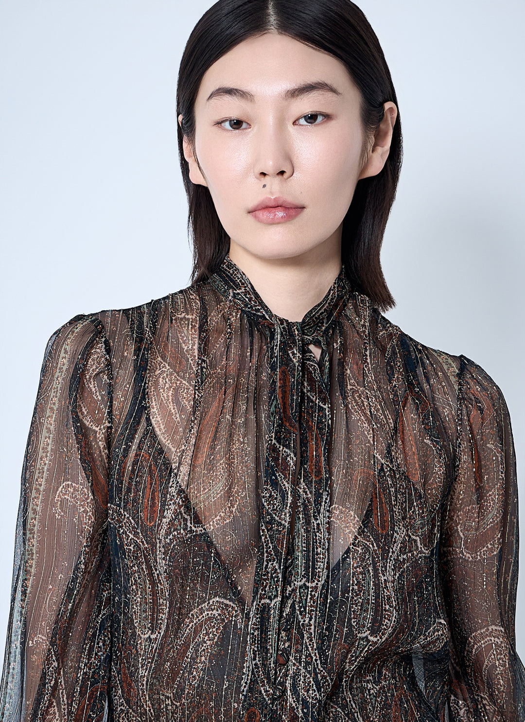 Saint Laurent Women Lavallière Paisley Silk Crepon Maxi Dress