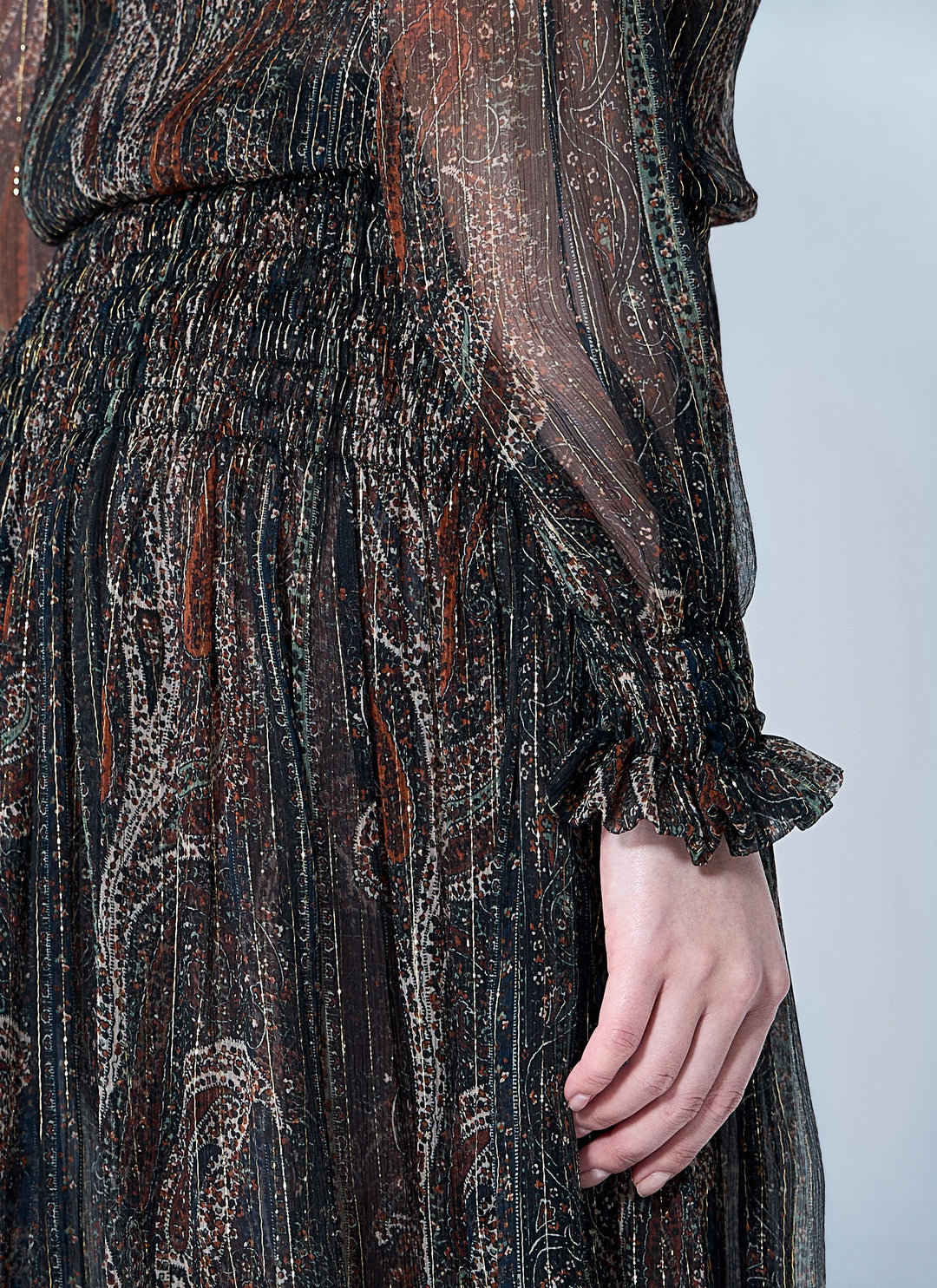 Saint Laurent Women Lavallière Paisley Silk Crepon Maxi Dress