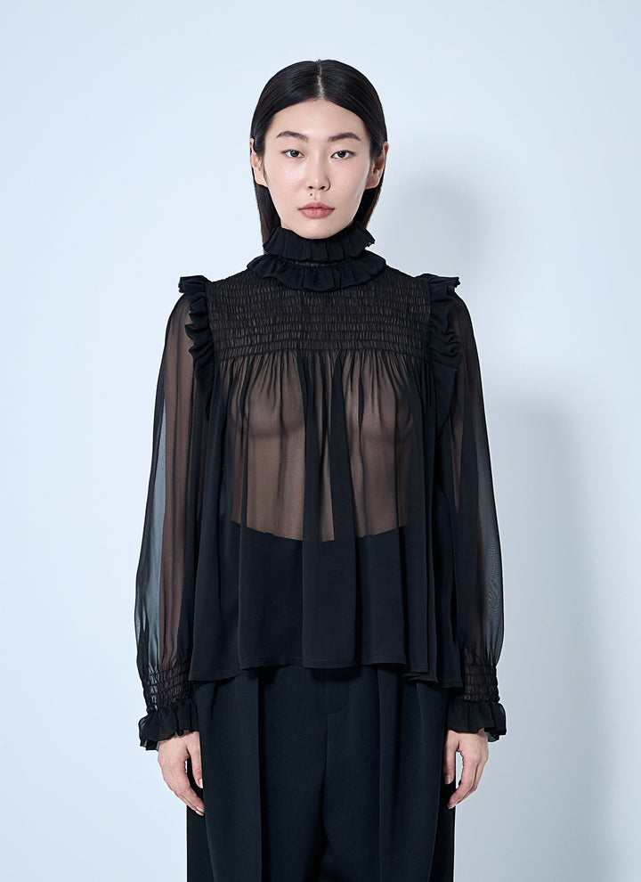 Saint Laurent Women Ruffled Silk Blouse