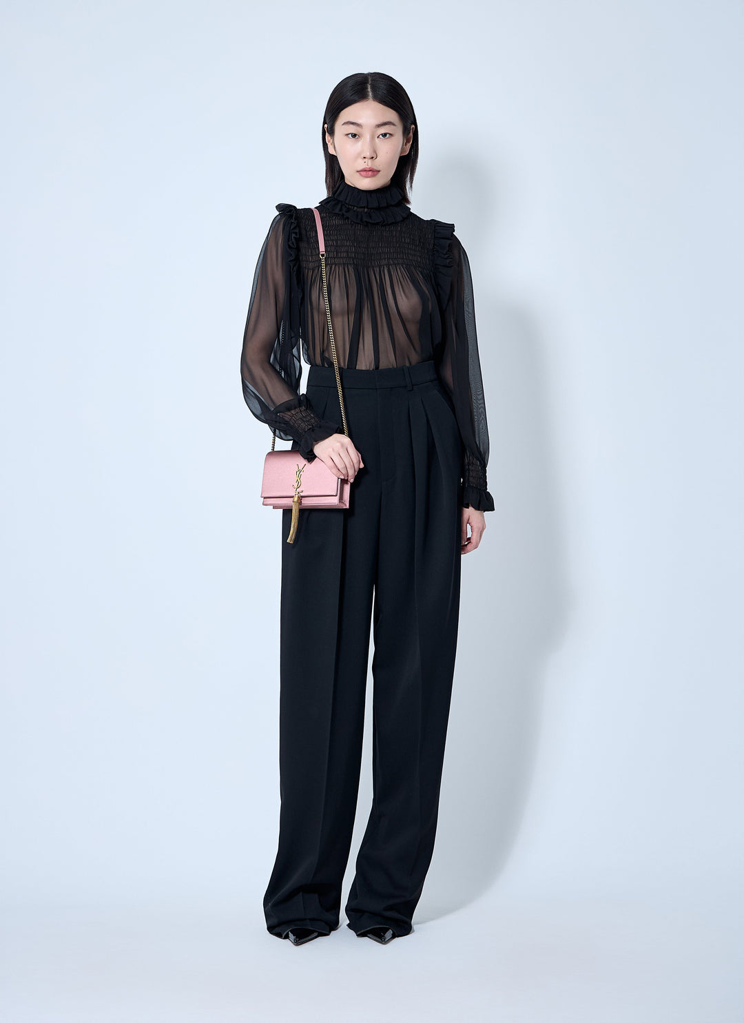 Saint Laurent Women Ruffled Silk Blouse