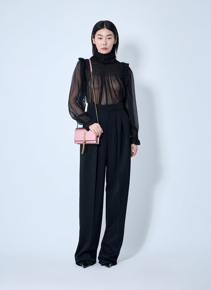 Saint Laurent Women Ruffled Silk Blouse