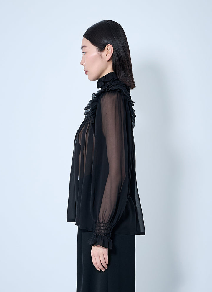 Saint Laurent Women Ruffled Silk Blouse