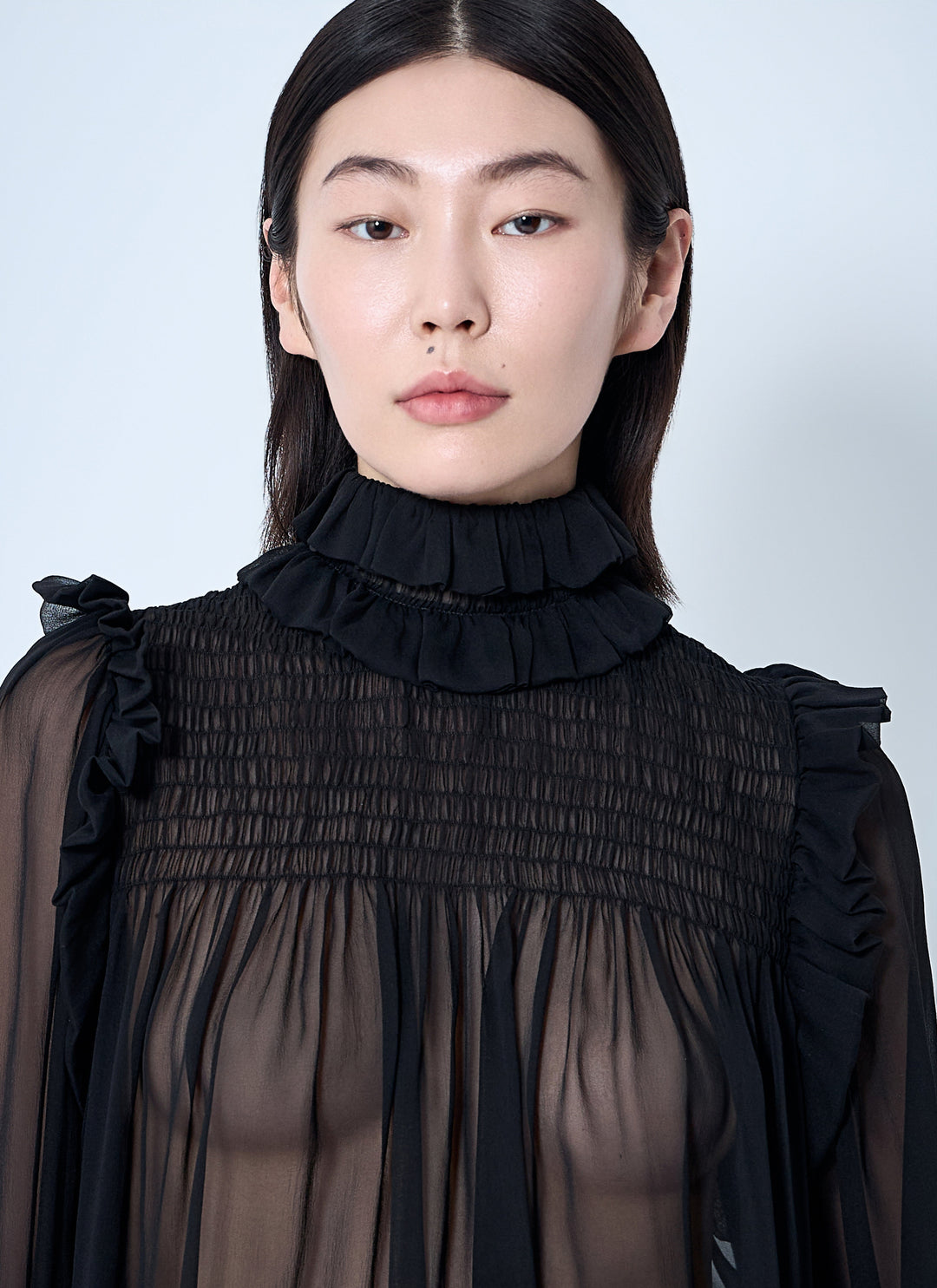 Saint Laurent Women Ruffled Silk Blouse