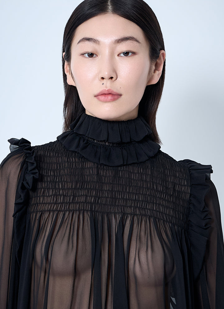 Saint Laurent Women Ruffled Silk Blouse