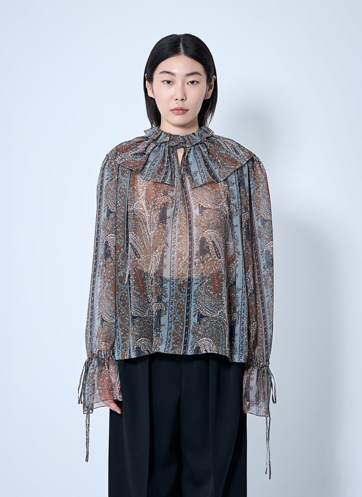 Saint Laurent Women Paisley Silk Georgette Blouse