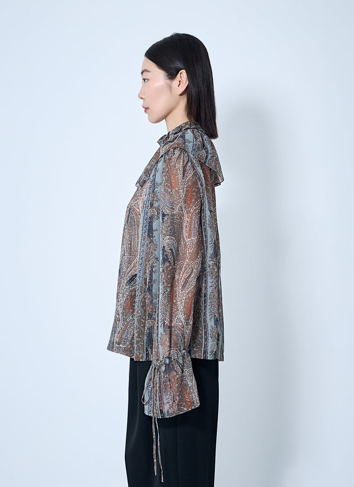 Saint Laurent Women Paisley Silk Georgette Blouse