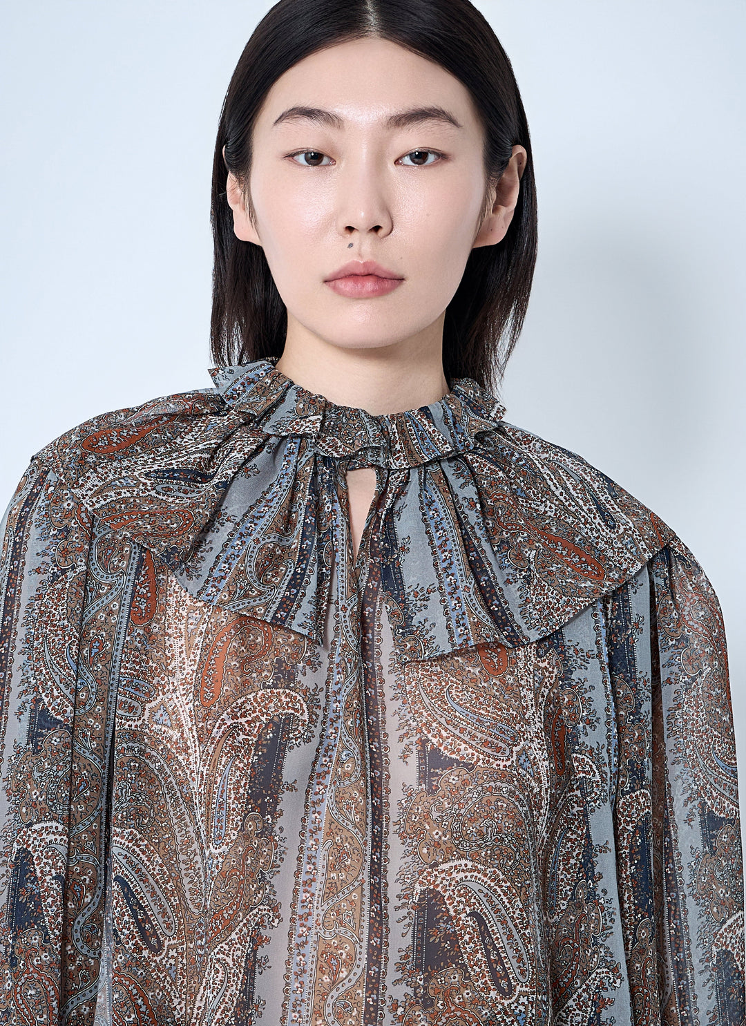 Saint Laurent Women Paisley Silk Georgette Blouse