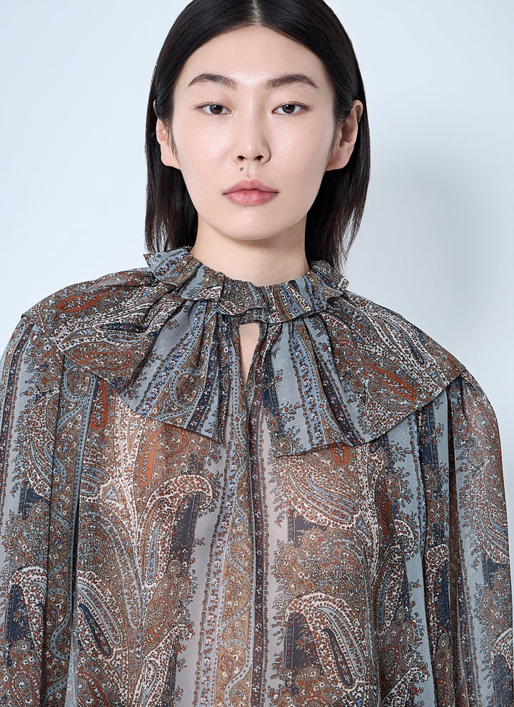 Saint Laurent Women Paisley Silk Georgette Blouse