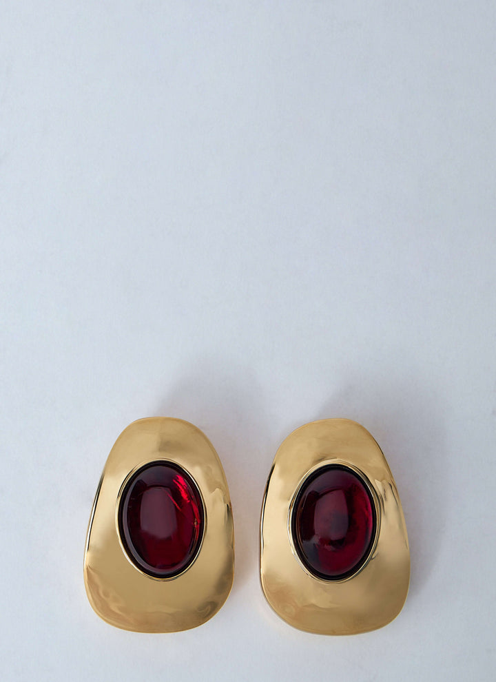 Saint Laurent Women Resin And Metal Cabochon Earrings