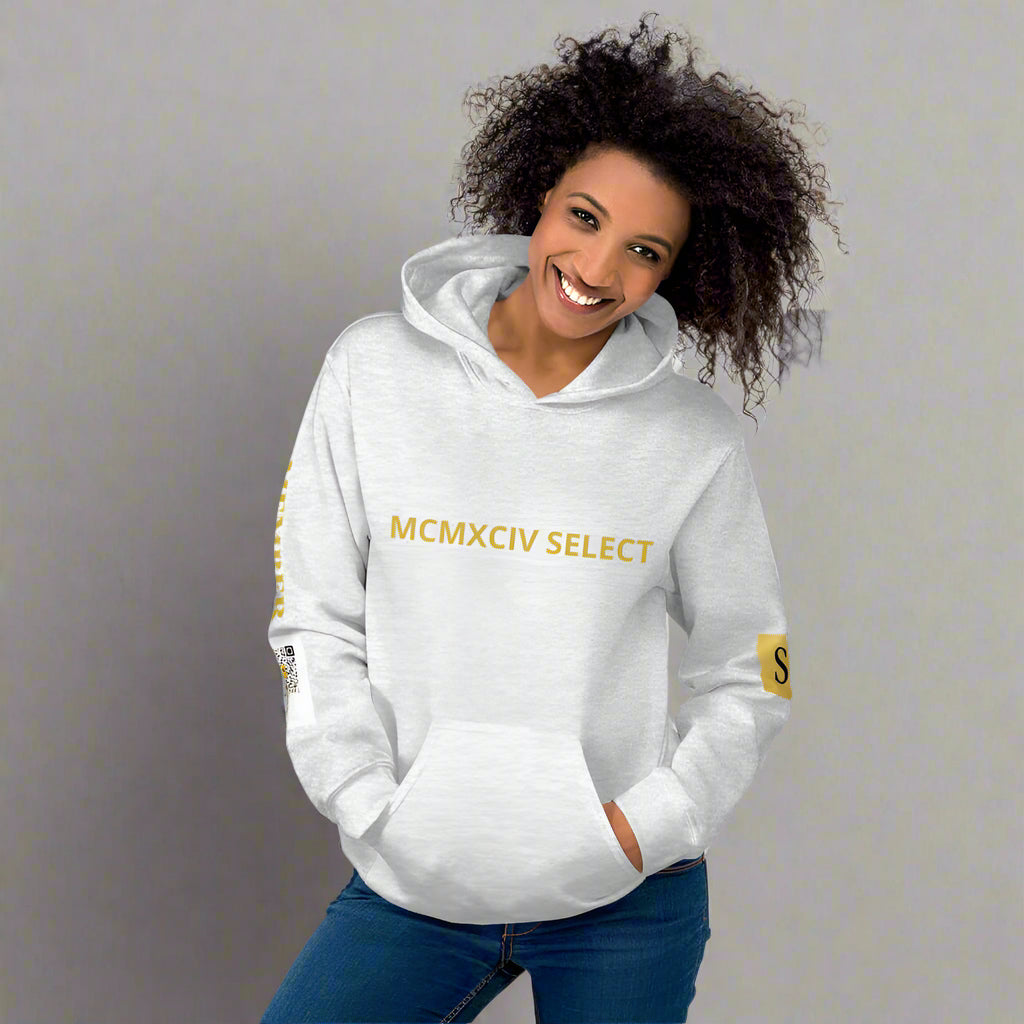 7994 SELECT luxury membership hoodie in premium fabric, available in multiple colors with painted logo design