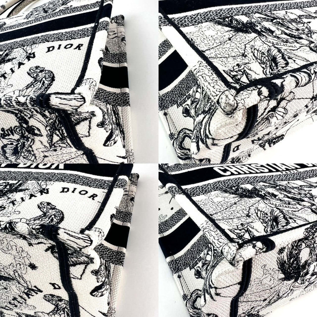 Christian Dior Book Embroidered Canvas Medium Stars and Signs Black Tote luxury bags close-up detailing
