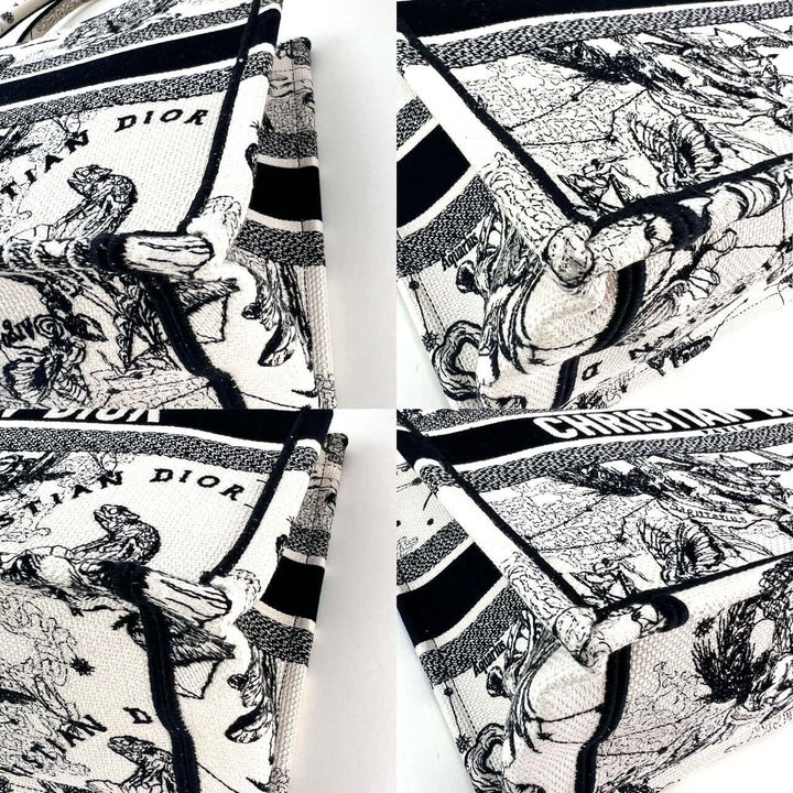 Christian Dior Book Embroidered Canvas Medium Stars and Signs Black Tote luxury bags close-up detailing