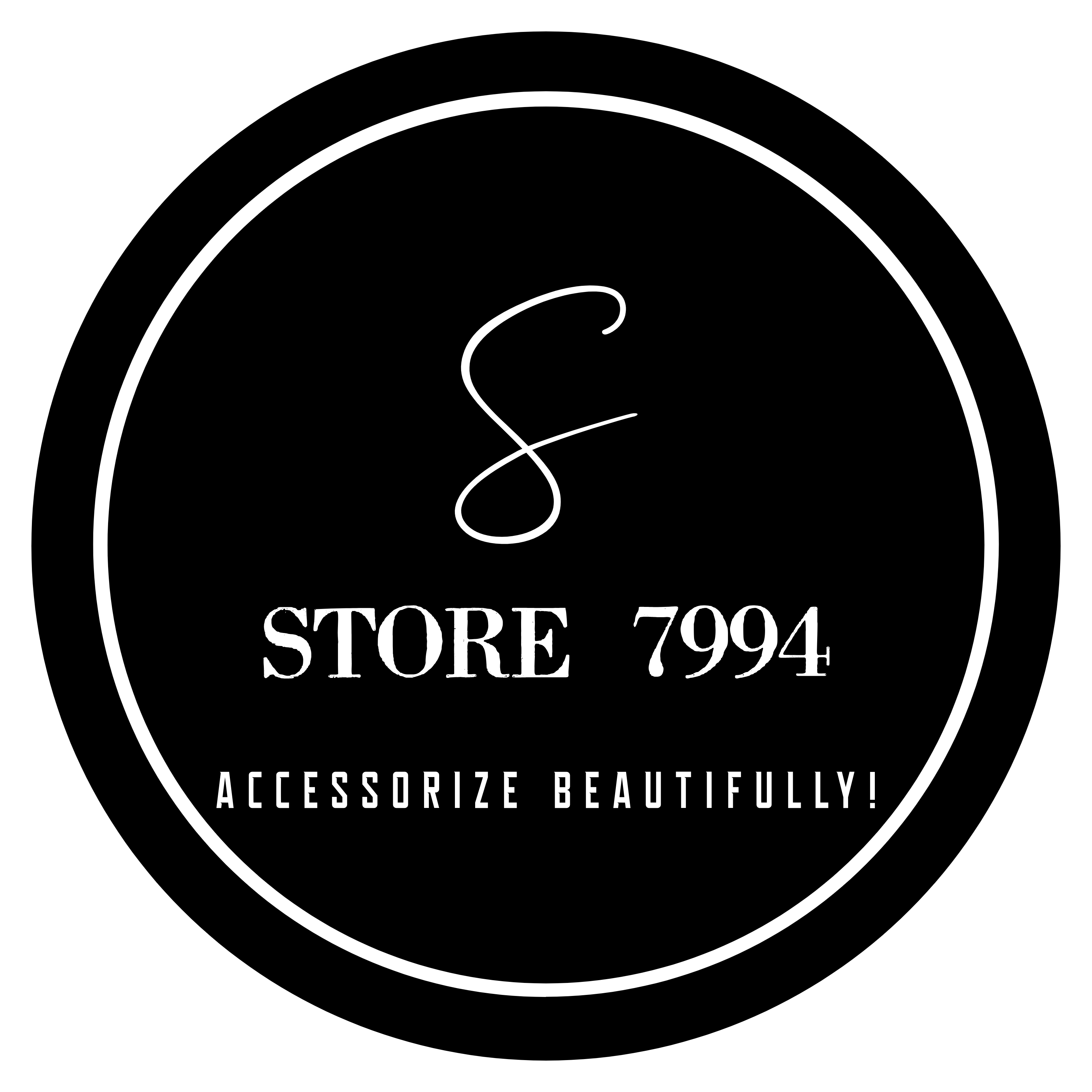 Logo of STORE 7994 with the tagline 'Accessorize Beautifully!' on a black background.