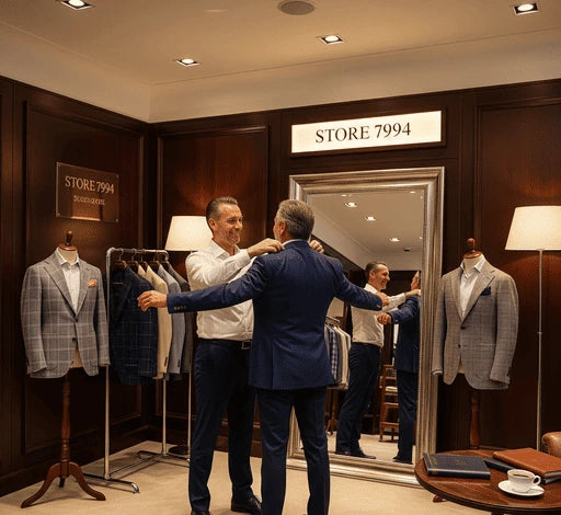 Man assisting with a blazer at STORE 7994