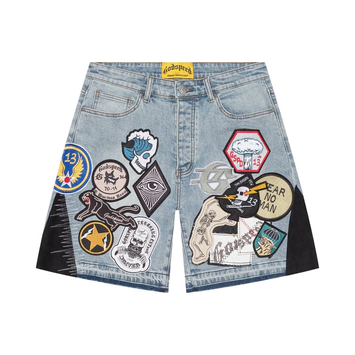 Godspeed Patchwork Denim Shorts V2 Blue