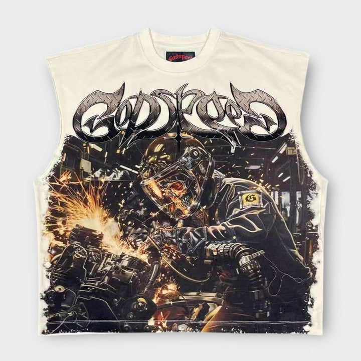 Godspeed Steel Sharpens Steel Sleeveless T-Shirt Bone