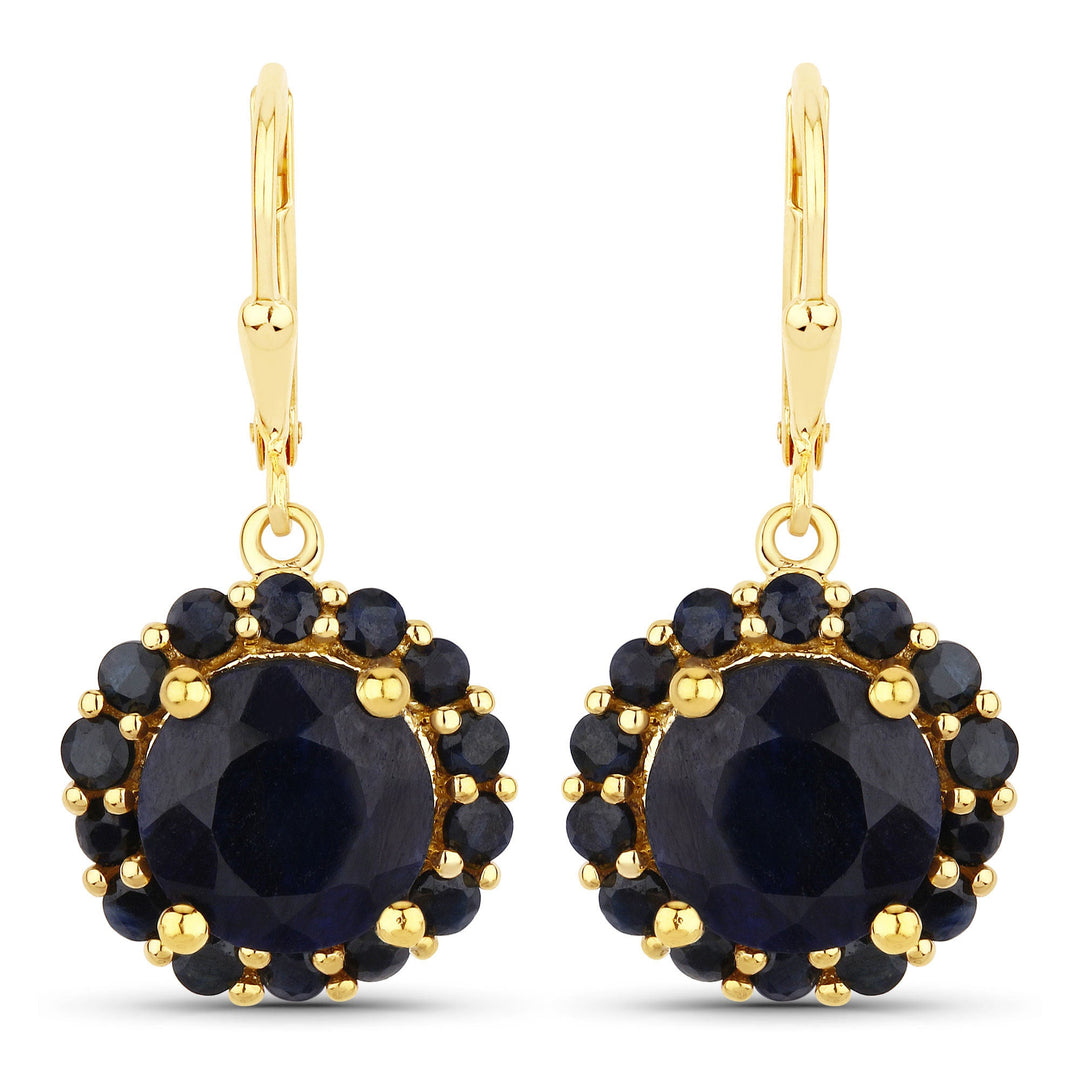 11.37 Carat Dyed Sapphire and Blue Sapphire .925 Sterling Silver Earrings