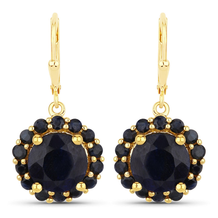 11.37 Carat Dyed Sapphire and Blue Sapphire .925 Sterling Silver Earrings