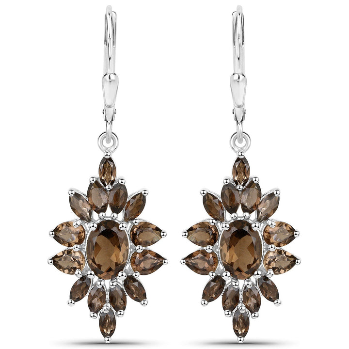 16.36 Carat Genuine Smoky Quartz .925 Sterling Silver 3 Piece Jewelry Set (Ring, Earrings, and Pendant w/ Chain)