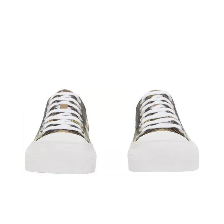 Burberry Exaggerated Check Cotton Sneakers Wheat