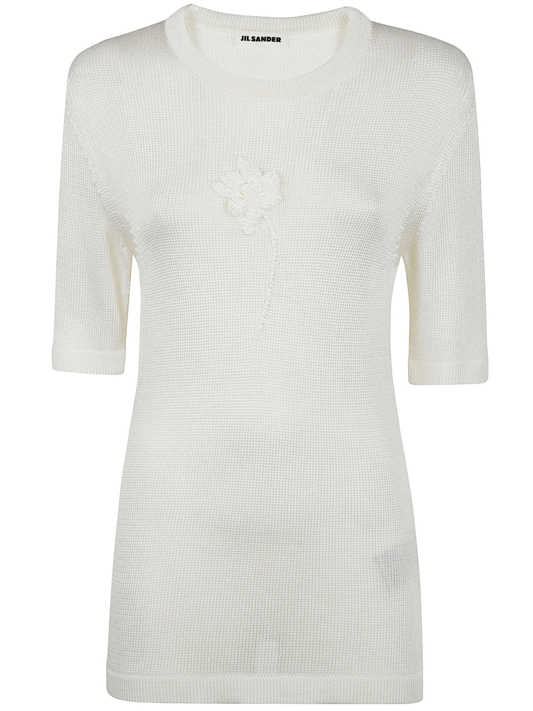 Jil Sander Women Ss Cn T-Shirt W/ Flower Crochet