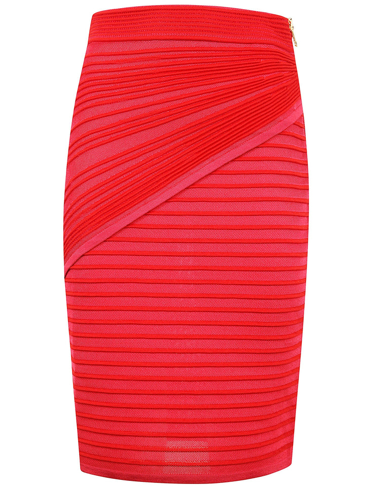 Balmain Women Flechage Knit Knee Lenght Skirt