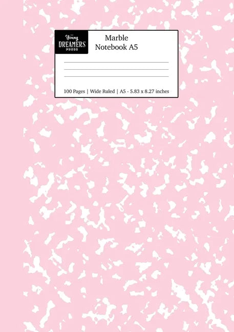 Marble Notebook A5: Pastel Pink Marble Wide Ruled Journal - Paperback