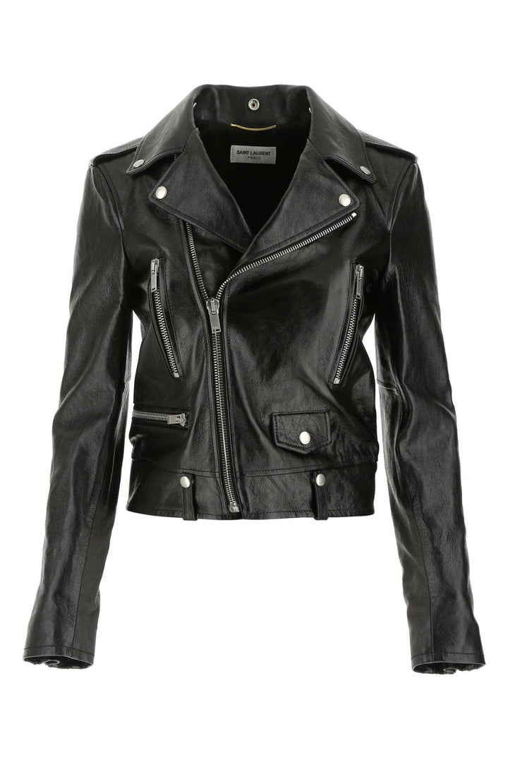 Saint Laurent Women Black Leather Jacket