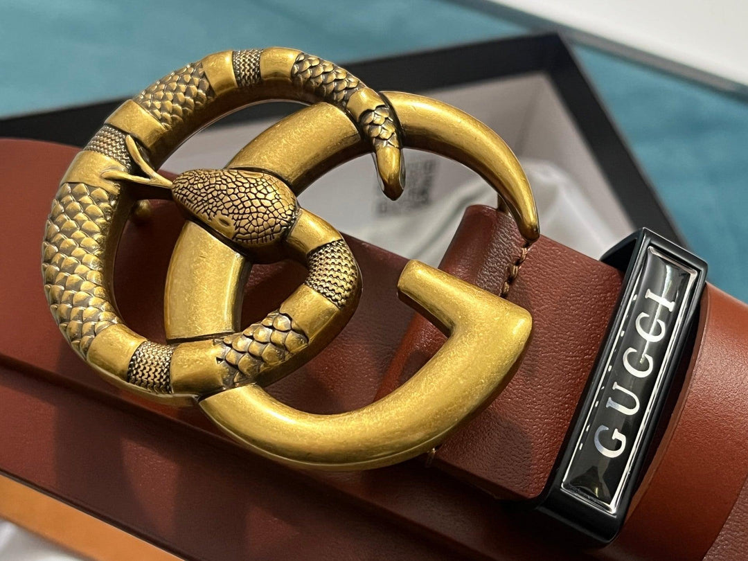 GUCCI Embellished coated-canvas and leather belt &
