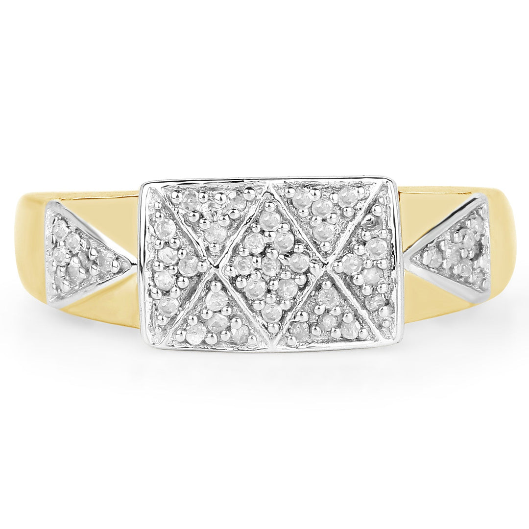 14K Yellow Gold Plated 0.21 Carat Genuine White Diamond .925 Sterling Silver Ring