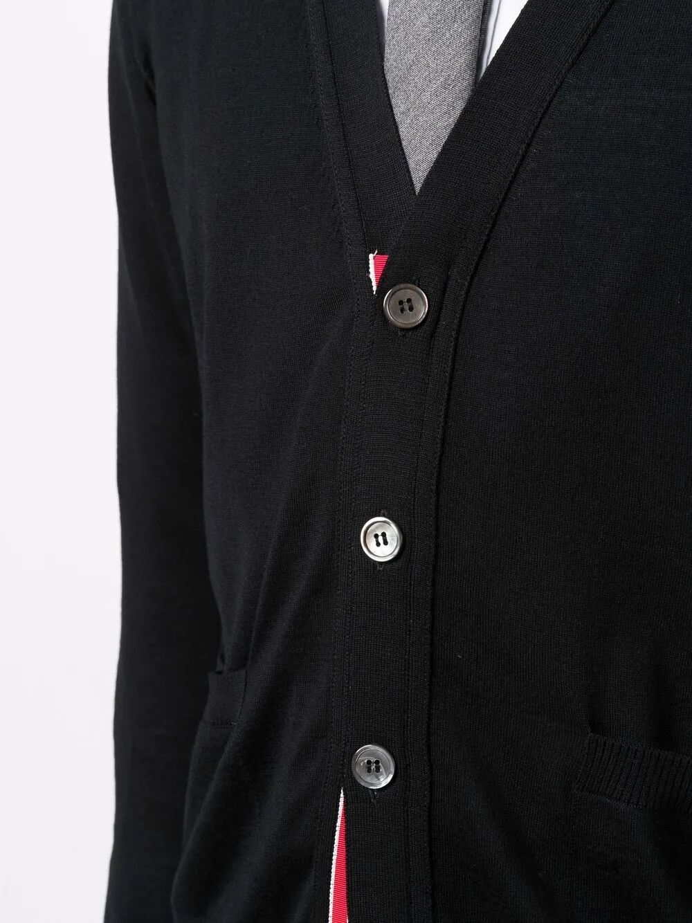 Thom Browne Men Classic V-Neck Cardigan In Fine Merino Wool With 4Bar Stripes