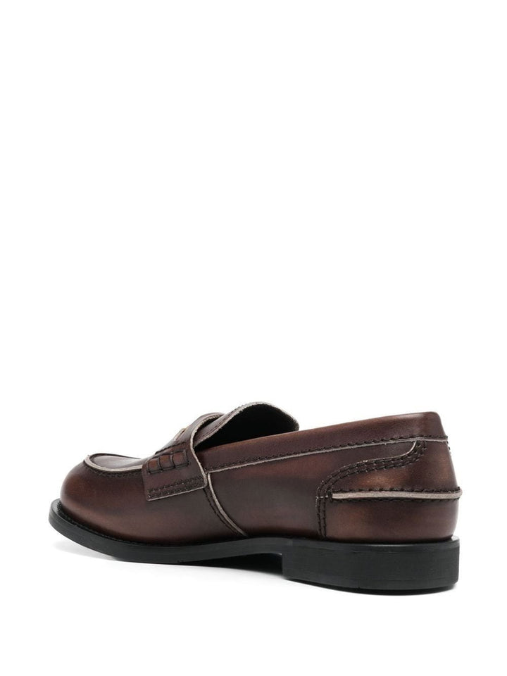 Miu Miu Women Vintage-Effect Leather Penny Loafers
