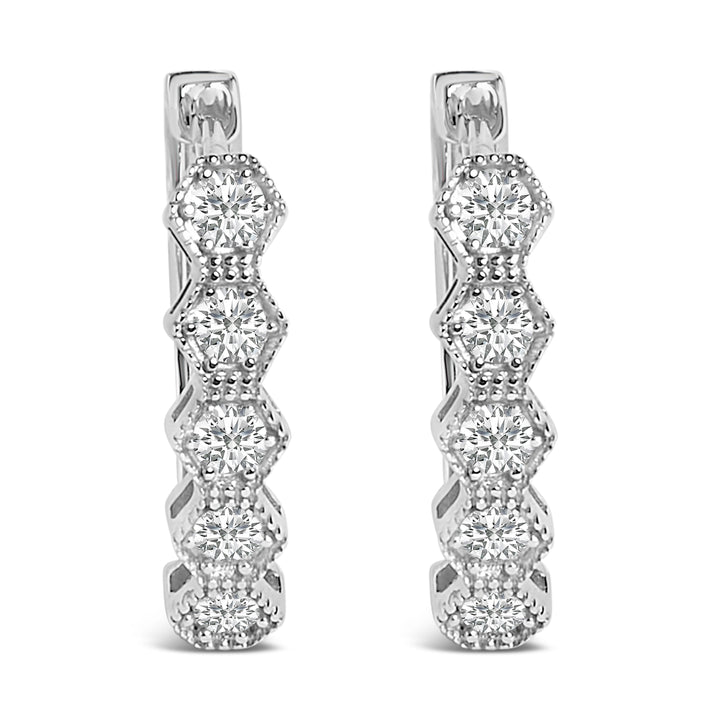 14K Gold 1/2 Cttw Diamond Earring Zig-Zagging Geometric Hoop Earrings (G-H Color, SI1-SI2)