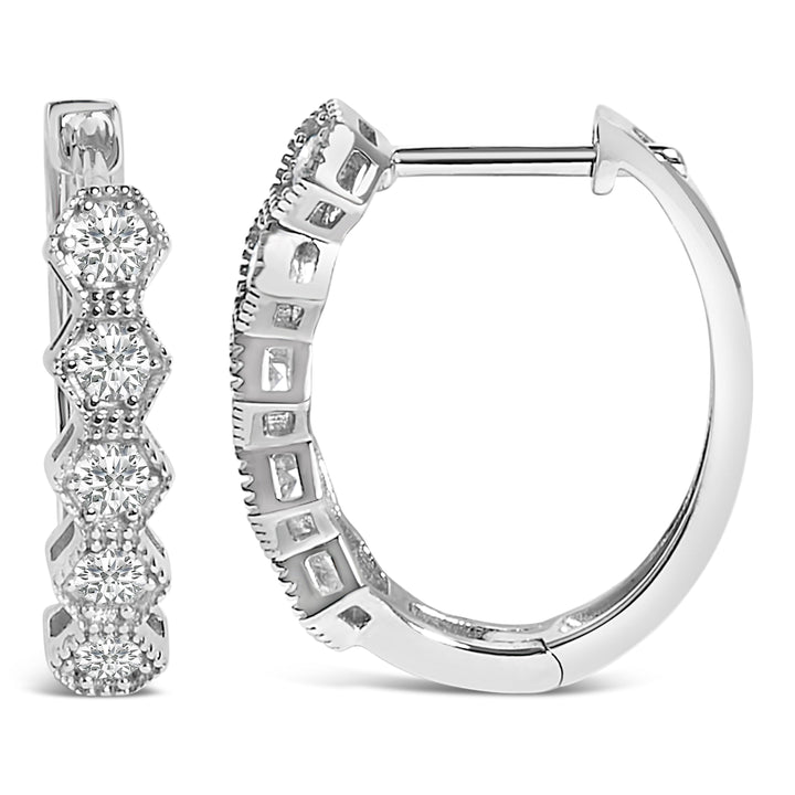 14K Gold 1/2 Cttw Diamond Earring Zig-Zagging Geometric Hoop Earrings (G-H Color, SI1-SI2)
