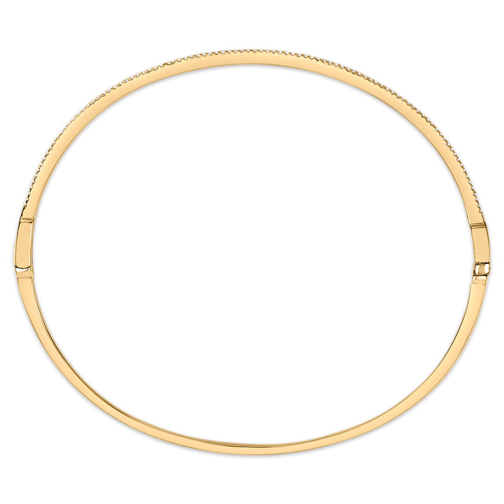 14K Yellow Gold 1/3 Cttw Diamond Half Eternity Bangle Bracelet (I-J Color, I2-I3 Clarity) - 7.75" Inches