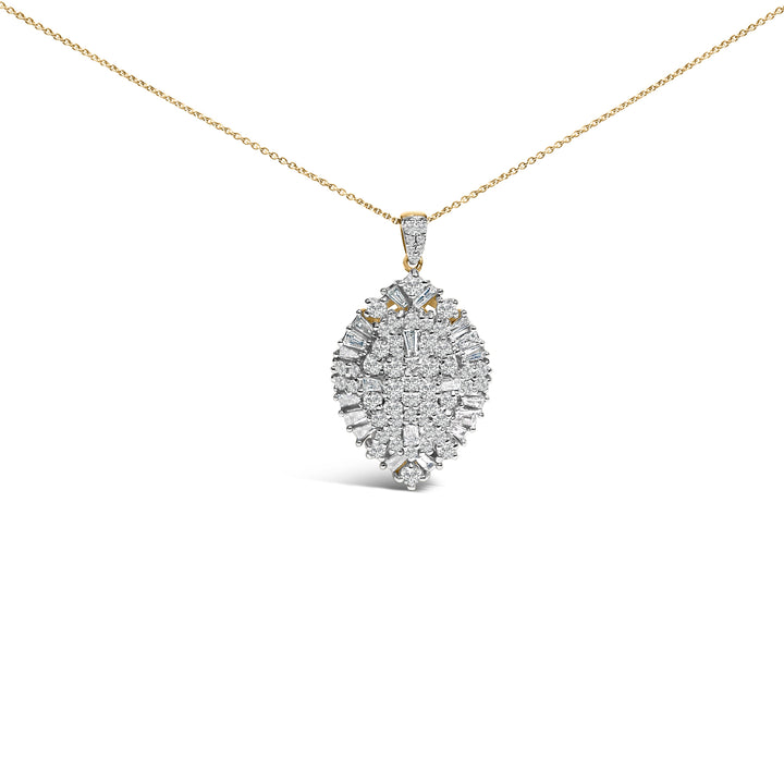 14K White and Yellow Gold 2.00 Cttw Diamond Cluster Pear Shaped Pendant Necklace (G-H Color, SI2-I1 Clarity) -20" Inches