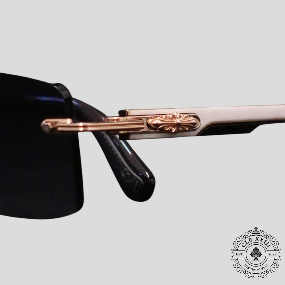 Chrome Hearts Deep II Sunglasses in White/Gold