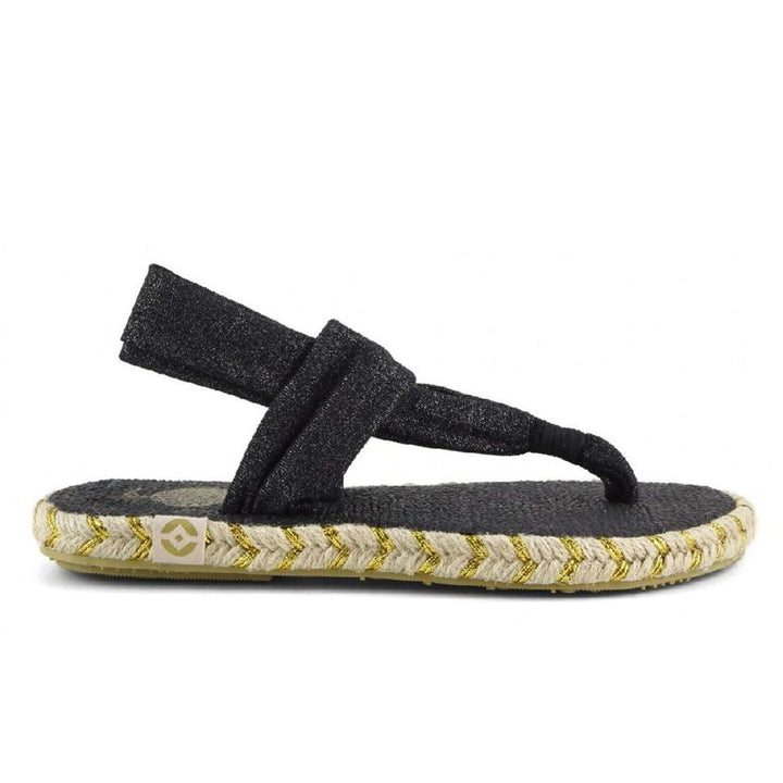Nalho women's black fabric thong open toe Sandals