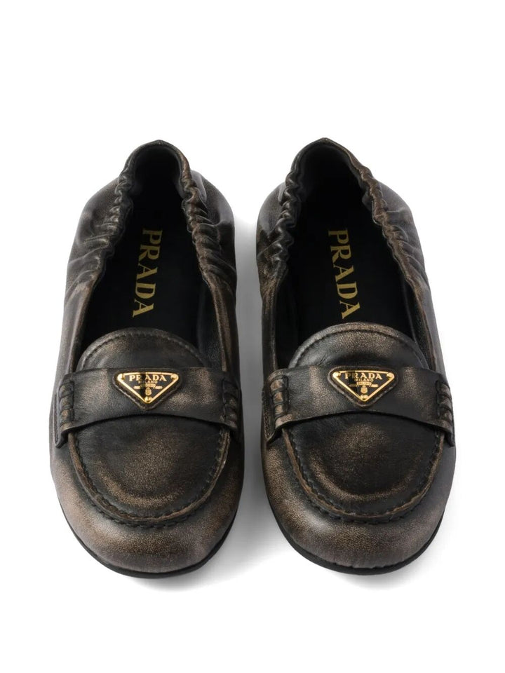 Prada Women Deconstructed And Flexible Nappa Leather Loafers