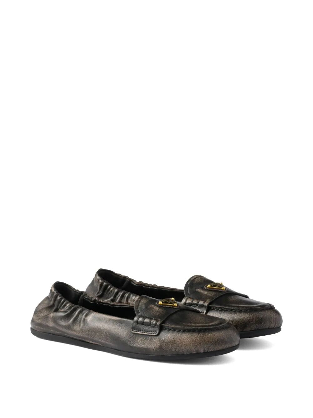 Prada Women Deconstructed And Flexible Nappa Leather Loafers