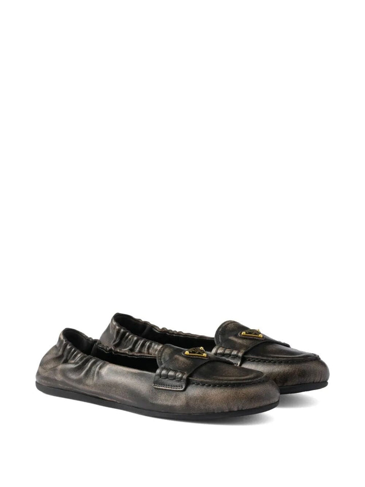 Prada Women Deconstructed And Flexible Nappa Leather Loafers