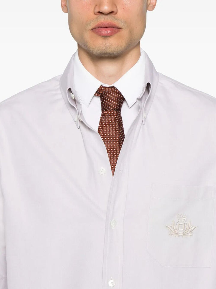 Fendi Men Fendi Crest Oxford Cotton Shirt