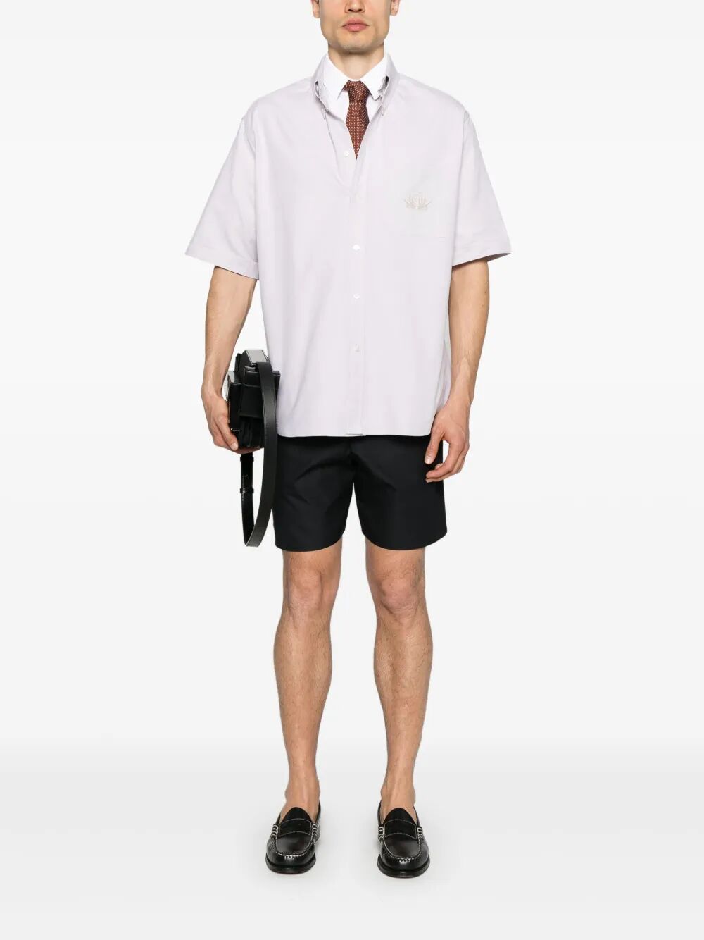 Fendi Men Fendi Crest Oxford Cotton Shirt