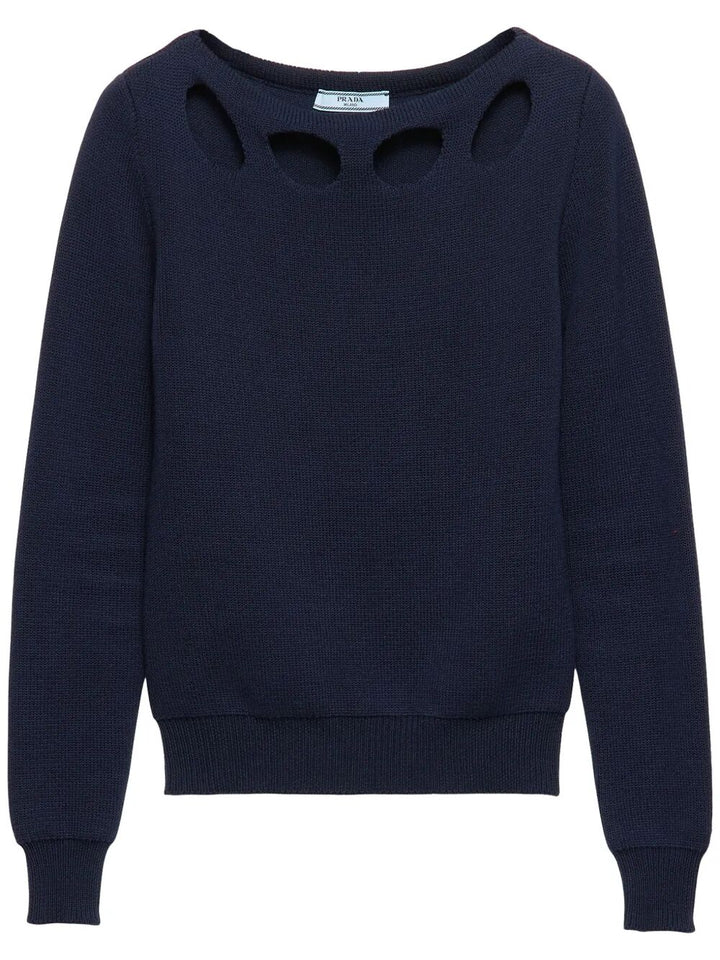 Prada Women Cotton Boat Neck Sweater