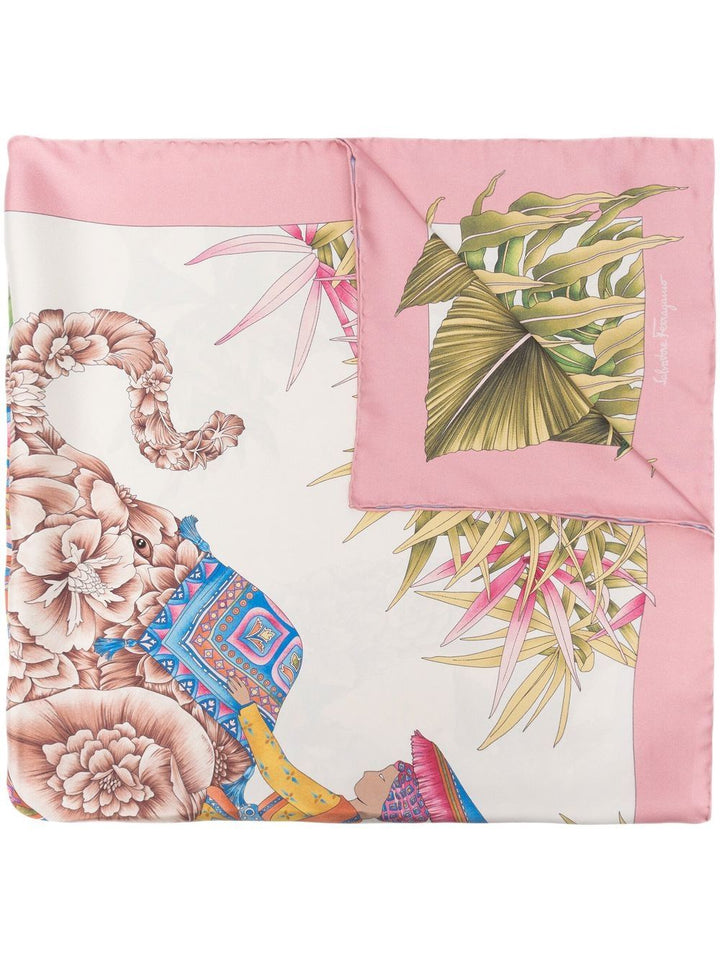 Ferragamo Women India Print Silk Scarf